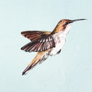 Funda cojín colibríes azul celeste