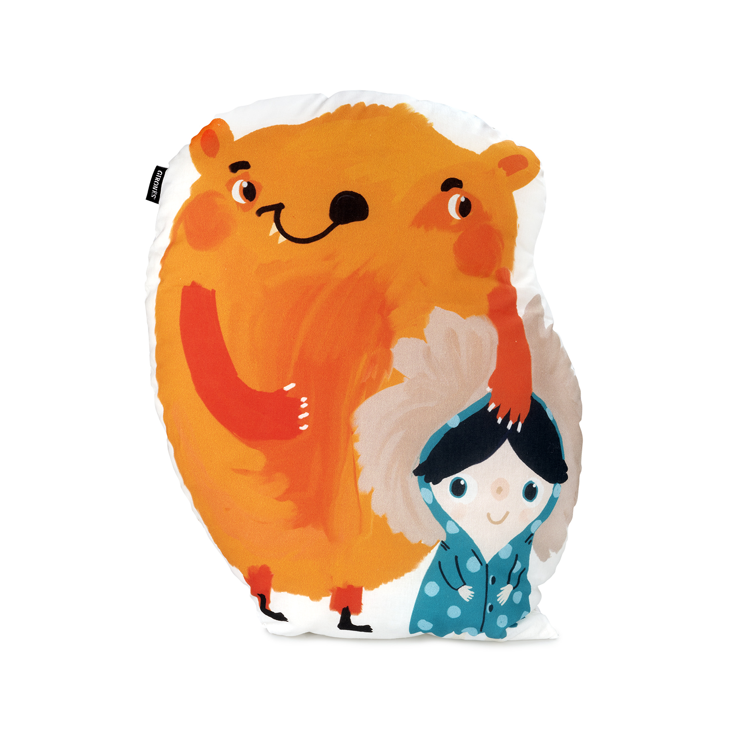 Girl and bear shaped cushion by GironesHome
